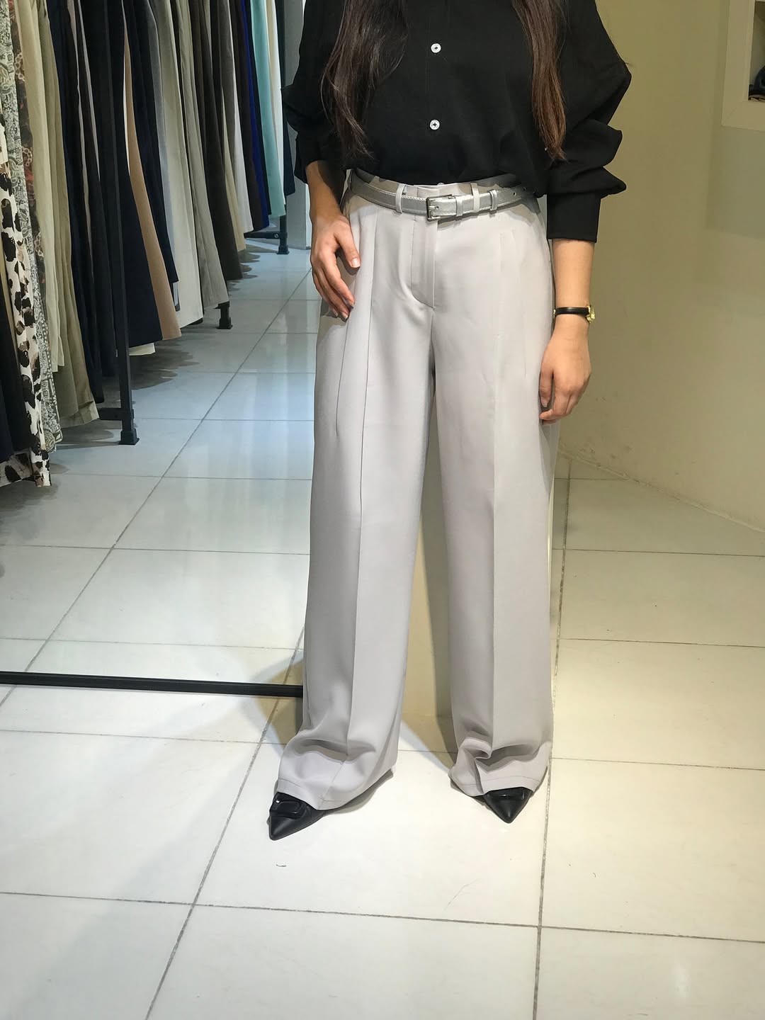 شلواربگ زنانه مدل دوپیله ای جنس کرپ کنزو