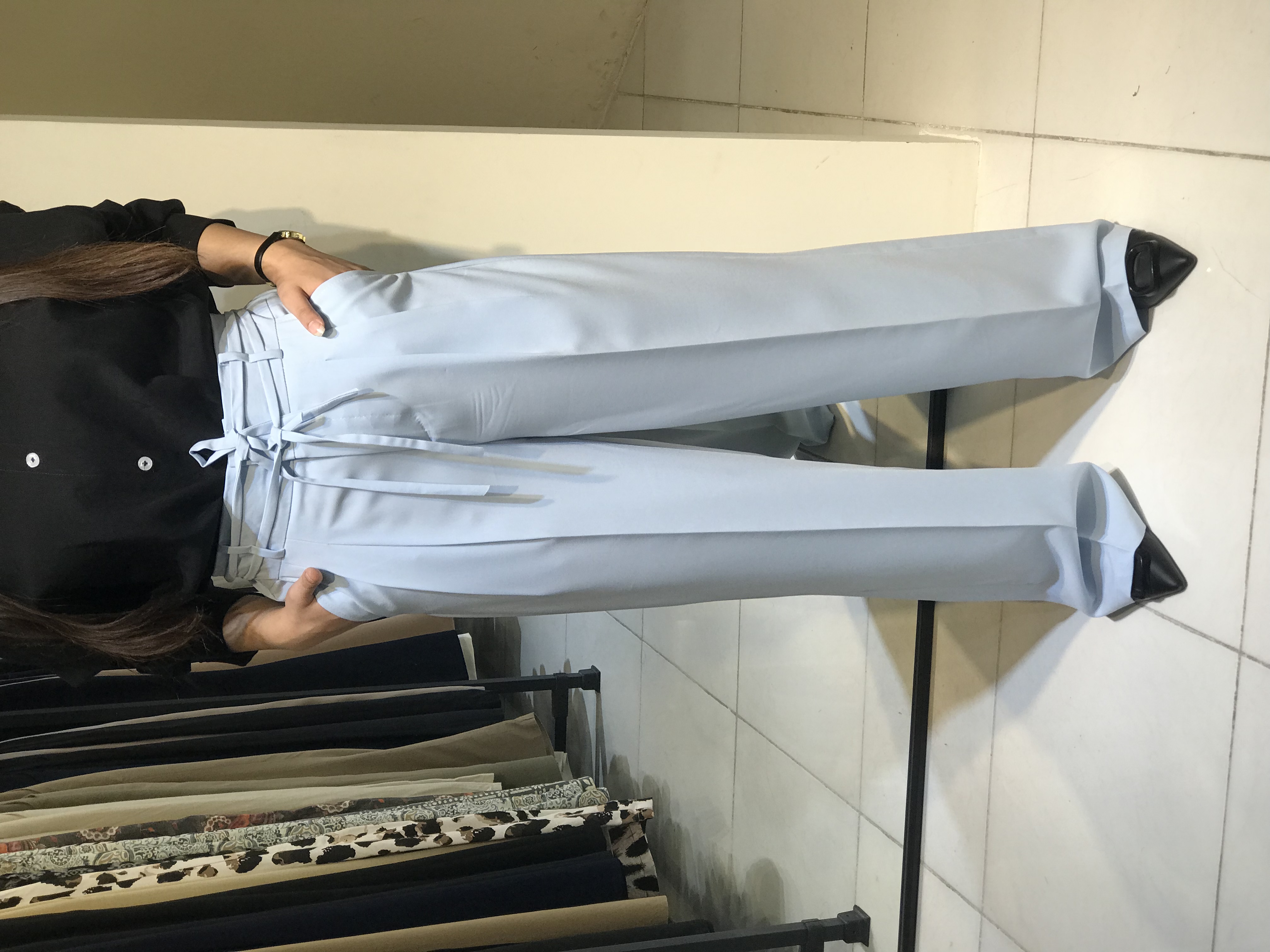 شلوار بگ زنانه مدل دو پیله ای جنس کرپ کنزو